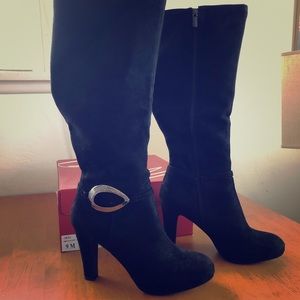 Black suede boots by Impo